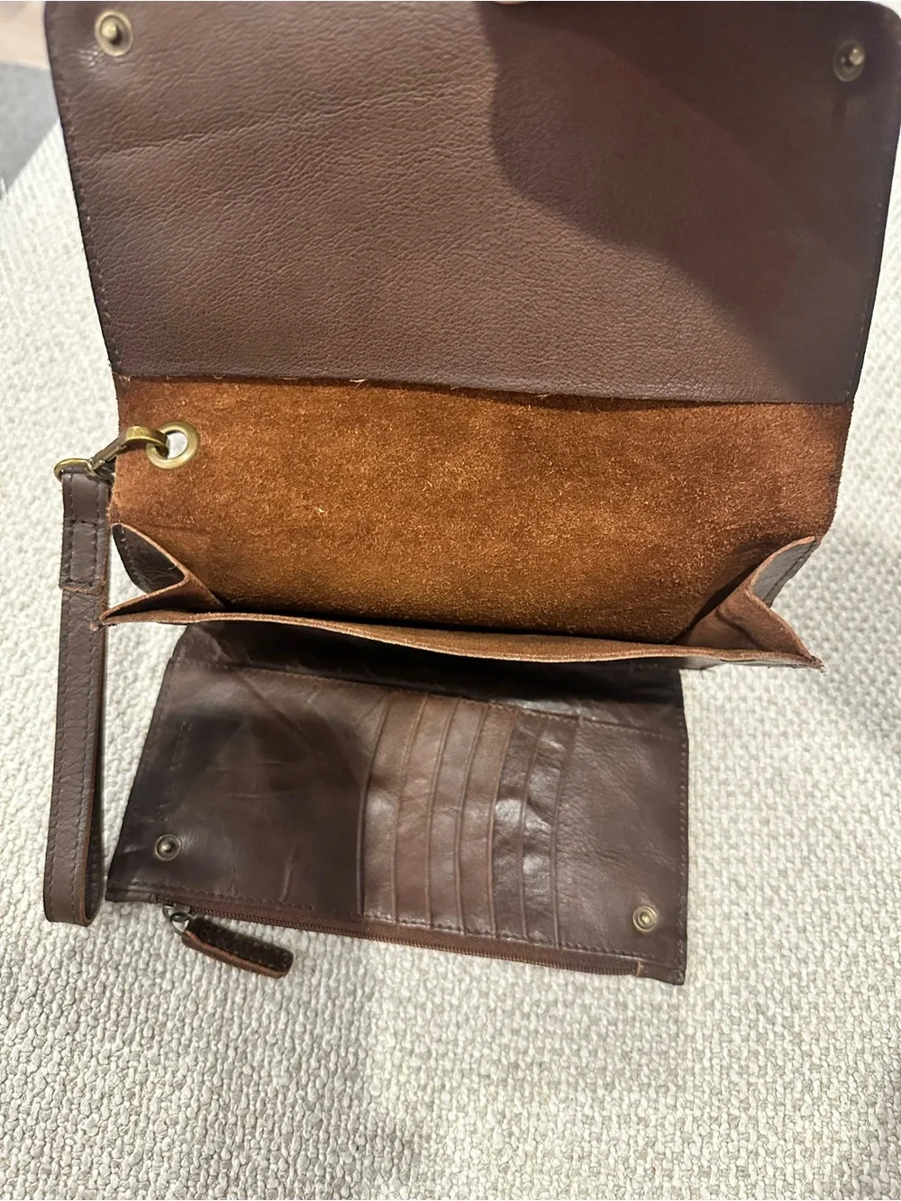 Men's Brown Leather Wristlet Clutch